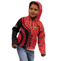 Malawi Patterns Kid Hoodie Blended with Flag Colors & National Emblem - Cultural Fusion Design