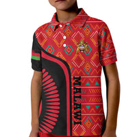 Malawi Patterns Kid Polo Shirt Blended with Flag Colors & National Emblem - Cultural Fusion Design