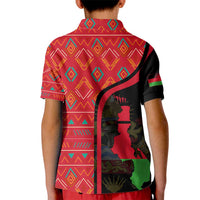 Malawi Patterns Kid Polo Shirt Blended with Flag Colors & National Emblem - Cultural Fusion Design