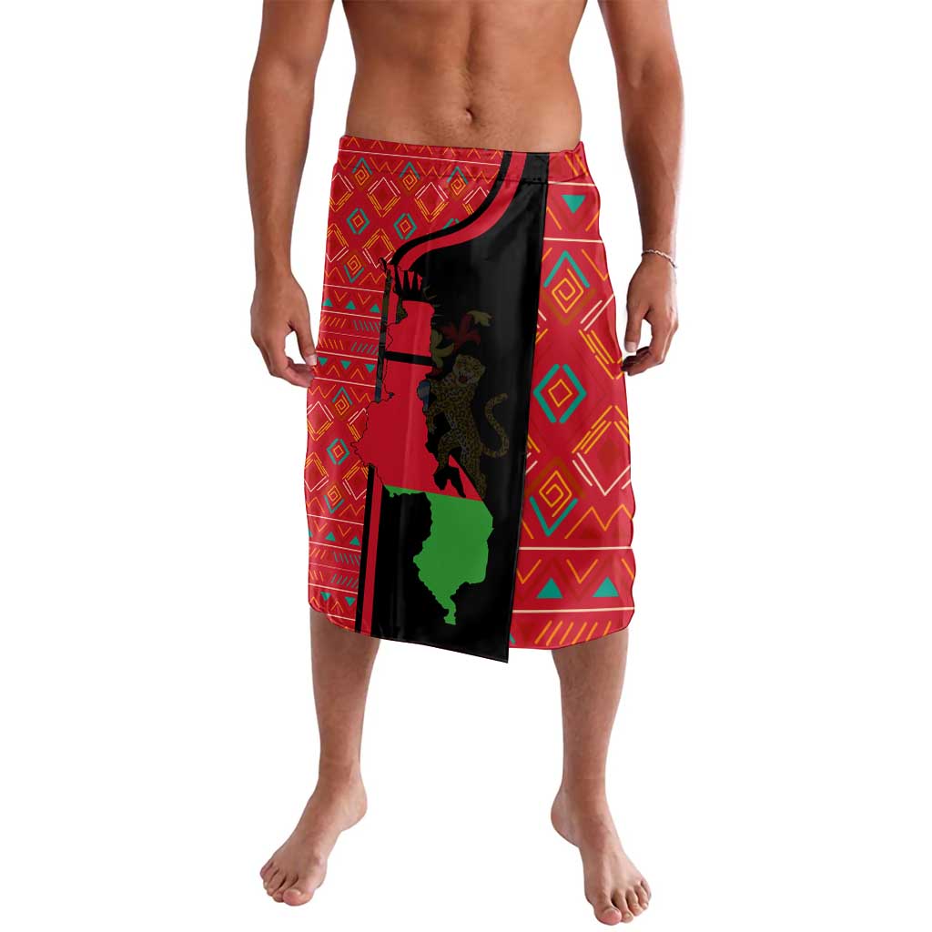 Malawi Patterns Lavalava Blended with Flag Colors & National Emblem - Cultural Fusion Design