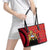 Malawi Patterns Leather Tote Bag Blended with Flag Colors & National Emblem - Cultural Fusion Design