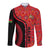 Malawi Patterns Long Sleeve Button Shirt Blended with Flag Colors & National Emblem - Cultural Fusion Design