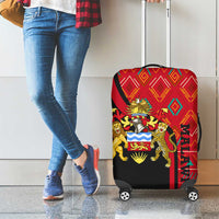 Malawi Patterns Luggage Cover Blended with Flag Colors & National Emblem - Cultural Fusion Design