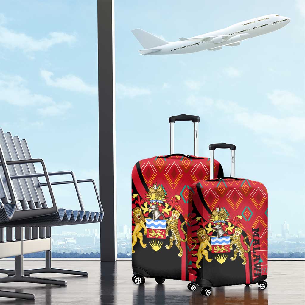 Malawi Patterns Luggage Cover Blended with Flag Colors & National Emblem - Cultural Fusion Design