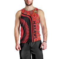 Malawi Patterns Men Tank Top Blended with Flag Colors & National Emblem - Cultural Fusion Design