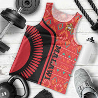 Malawi Patterns Men Tank Top Blended with Flag Colors & National Emblem - Cultural Fusion Design