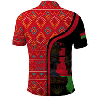 Malawi Patterns Polo Shirt Blended with Flag Colors & National Emblem - Cultural Fusion Design