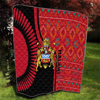 Malawi Patterns Quilt Blended with Flag Colors & National Emblem - Cultural Fusion Design
