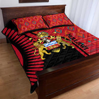Malawi Patterns Quilt Bed Set Blended with Flag Colors & National Emblem - Cultural Fusion Design