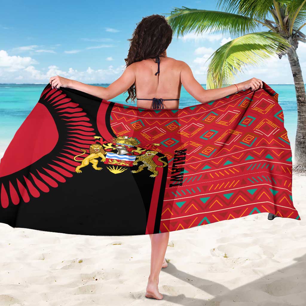 Malawi Patterns Sarong Blended with Flag Colors & National Emblem - Cultural Fusion Design