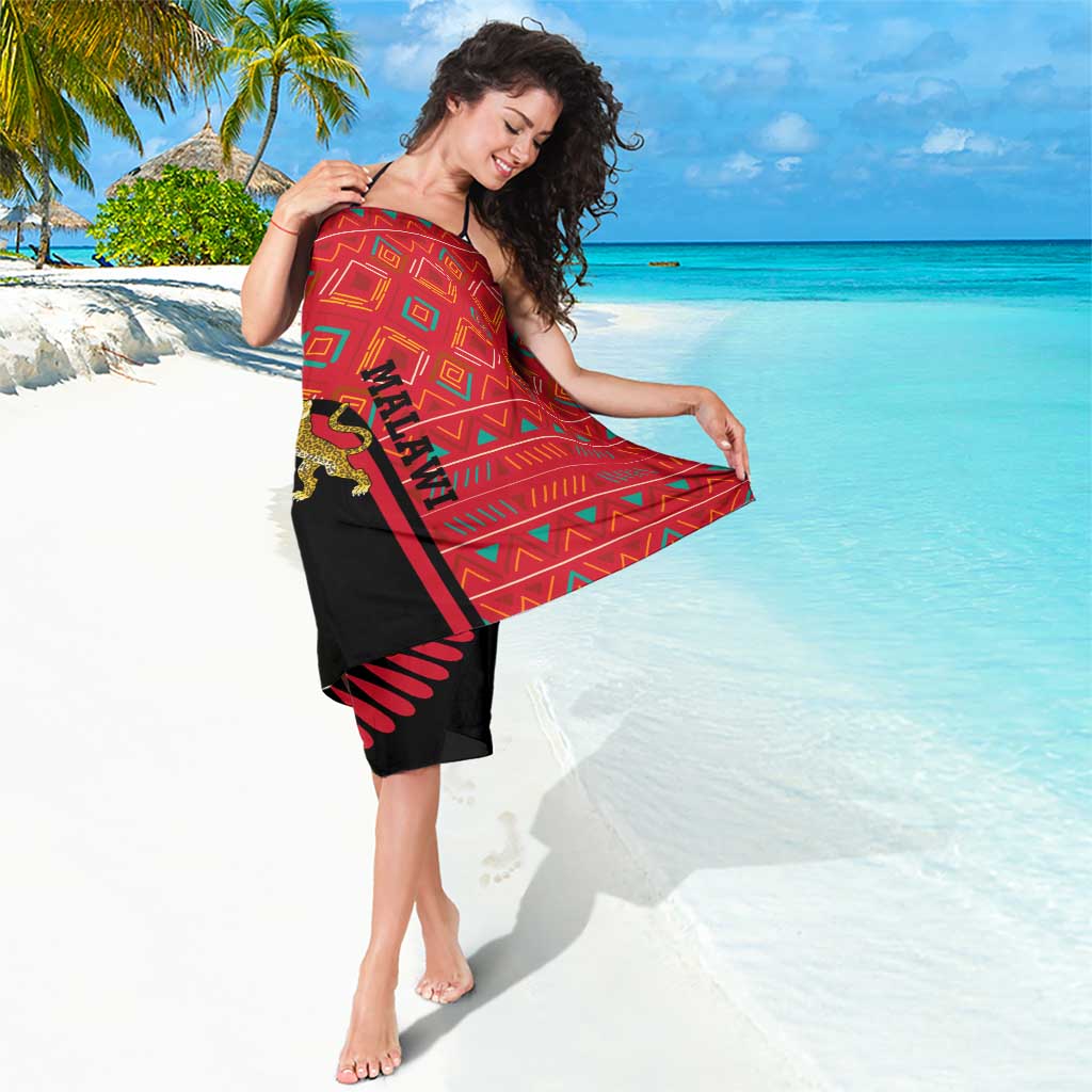 Malawi Patterns Sarong Blended with Flag Colors & National Emblem - Cultural Fusion Design