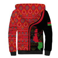 Malawi Patterns Sherpa Hoodie Blended with Flag Colors & National Emblem - Cultural Fusion Design