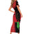 Malawi Patterns Short Sleeve Bodycon Dress Blended with Flag Colors & National Emblem - Cultural Fusion Design