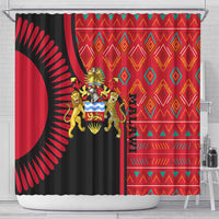 Malawi Patterns Shower Curtain Blended with Flag Colors & National Emblem - Cultural Fusion Design