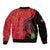 Malawi Patterns Sleeve Zip Bomber Jacket Blended with Flag Colors & National Emblem - Cultural Fusion Design