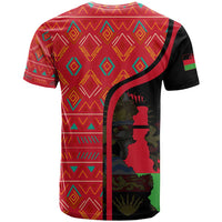 Malawi Patterns T Shirt Blended with Flag Colors & National Emblem - Cultural Fusion Design