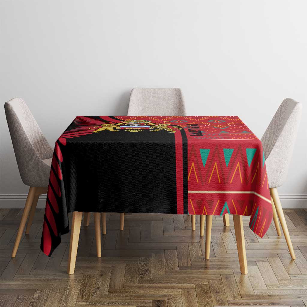 Malawi Patterns Tablecloth Blended with Flag Colors & National Emblem - Cultural Fusion Design
