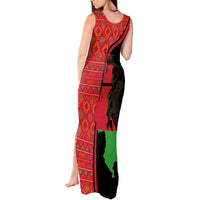 Malawi Patterns Tank Maxi Dress Blended with Flag Colors & National Emblem - Cultural Fusion Design