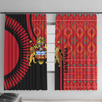 Malawi Patterns Window Curtain Blended with Flag Colors & National Emblem - Cultural Fusion Design