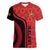 Malawi Patterns Women V-Neck T-Shirt Blended with Flag Colors & National Emblem - Cultural Fusion Design