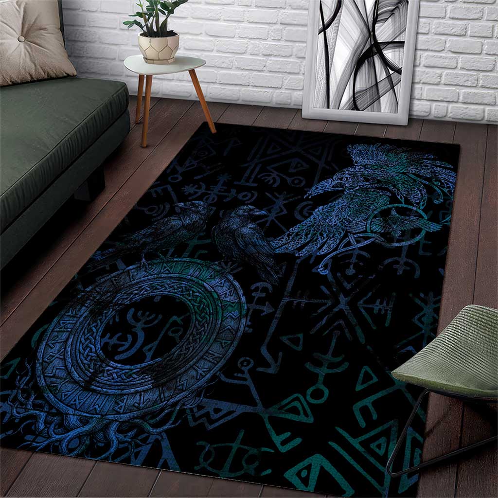 Odin Norse Mythology Area Rug Viking Rune Art Style