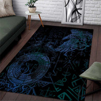 Odin Norse Mythology Area Rug Viking Rune Art Style