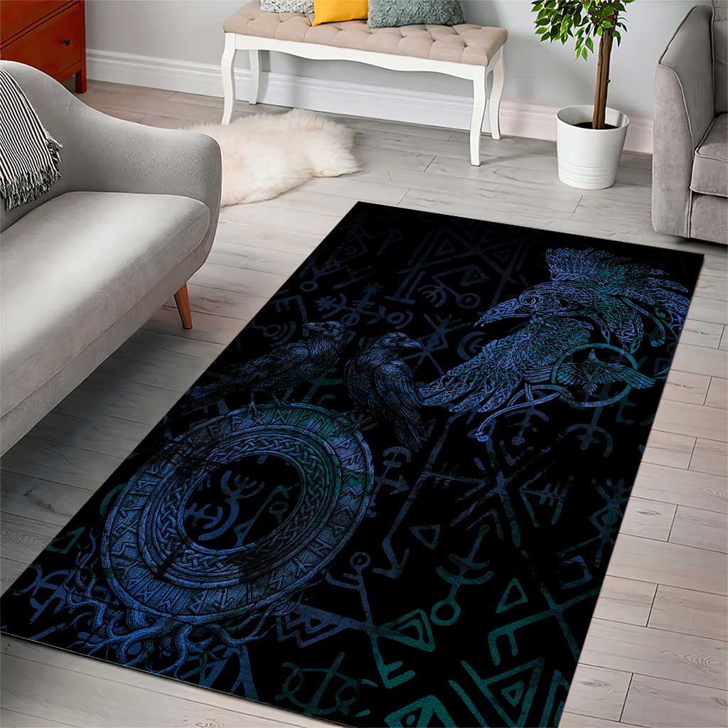 Odin Norse Mythology Area Rug Viking Rune Art Style