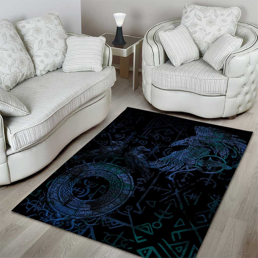 Odin Norse Mythology Area Rug Viking Rune Art Style
