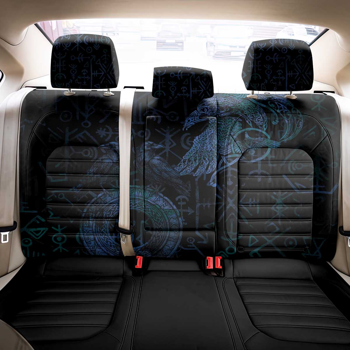 Odin Norse Mythology Back Car Seat Cover Viking Rune Art Style