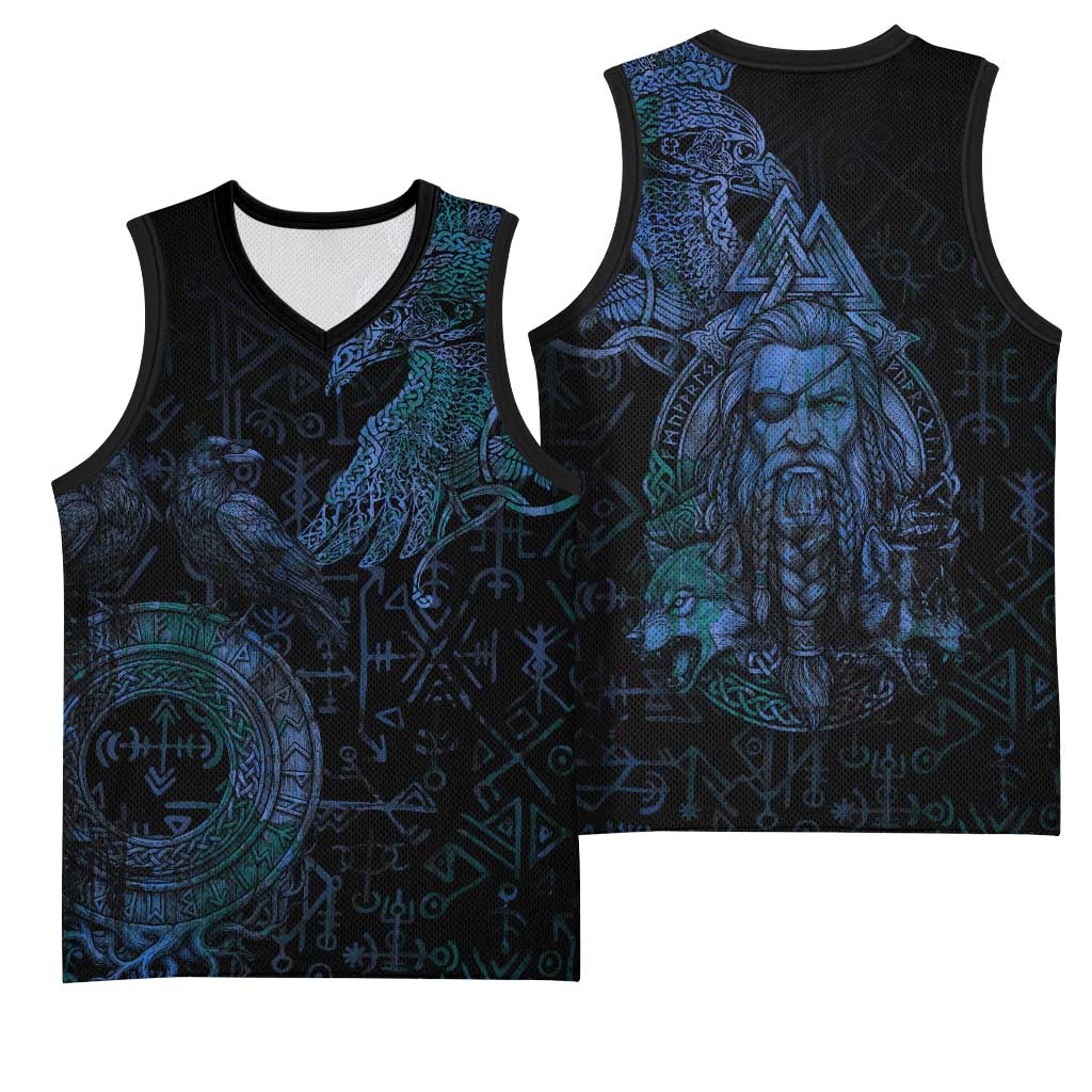 Odin Norse Mythology Basketball Jersey Viking Rune Art Style