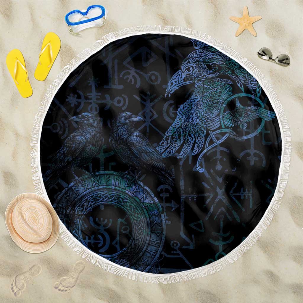 Odin Norse Mythology Beach Blanket Viking Rune Art Style