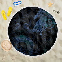 Odin Norse Mythology Beach Blanket Viking Rune Art Style