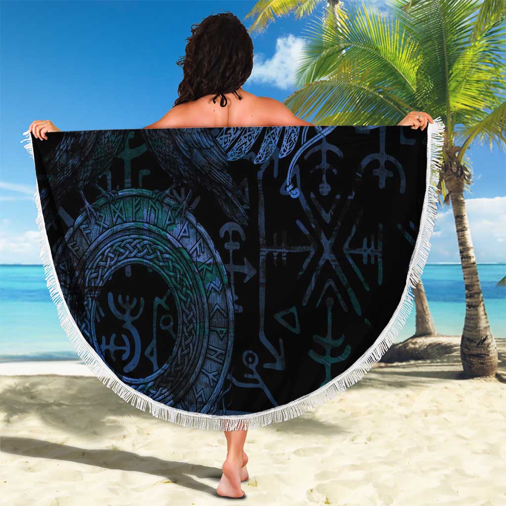 Odin Norse Mythology Beach Blanket Viking Rune Art Style