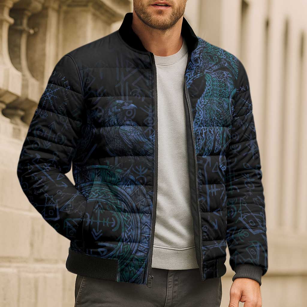 Odin Norse Mythology Bomber Puffer Jacket Viking Rune Art Style