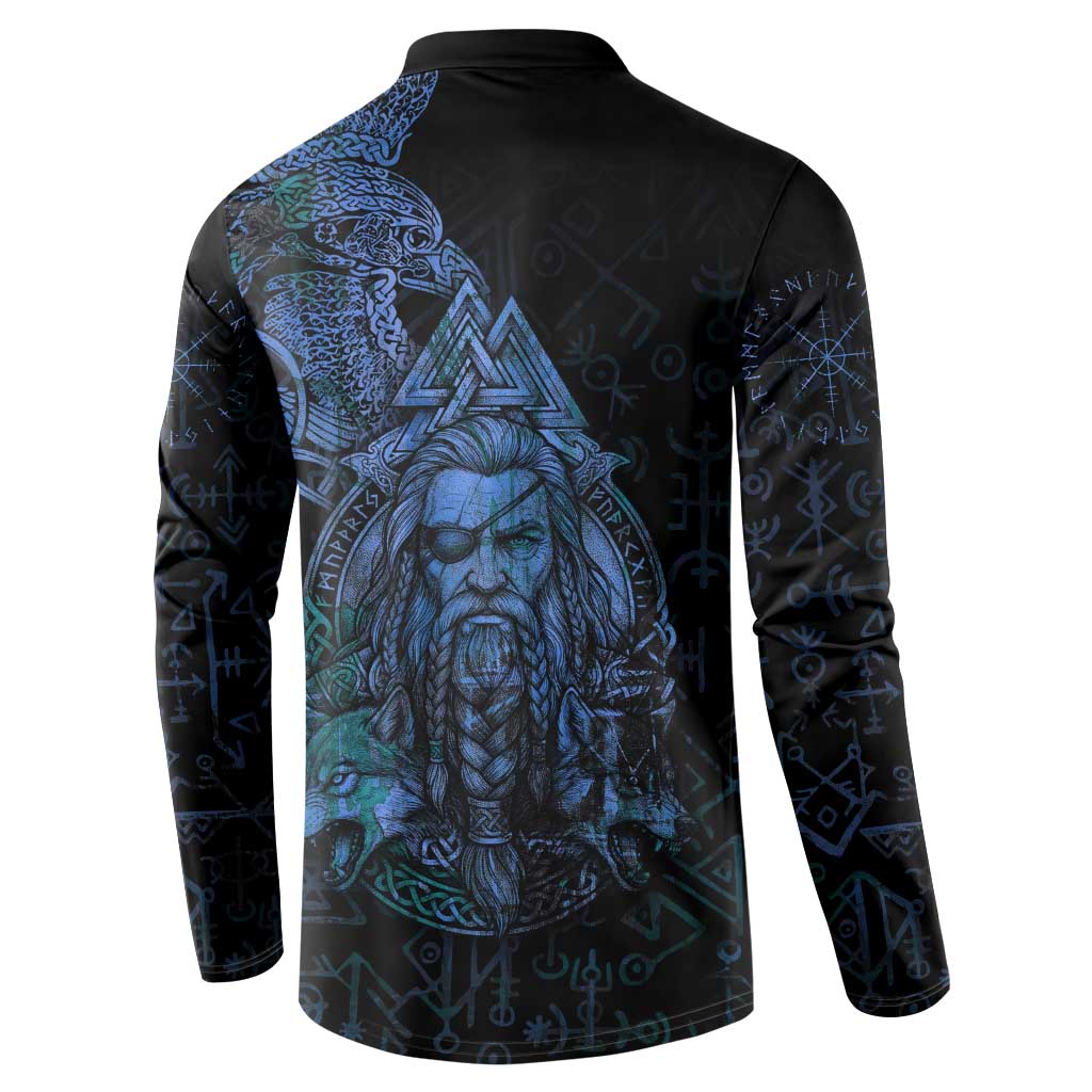 Odin Norse Mythology Button Sweatshirt Viking Rune Art Style