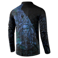 Odin Norse Mythology Button Sweatshirt Viking Rune Art Style