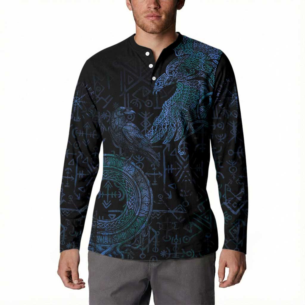 Odin Norse Mythology Button Sweatshirt Viking Rune Art Style