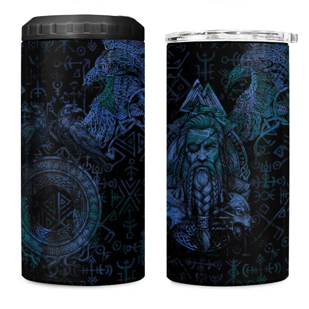 Odin Norse Mythology 4 in 1 Can Cooler Tumbler Viking Rune Art Style