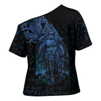 Odin Norse Mythology Cross Shoulder Shirt Viking Rune Art Style