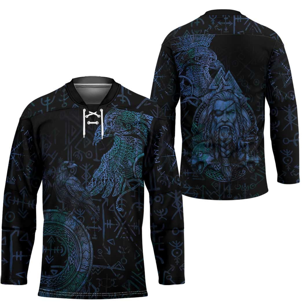 Odin Norse Mythology Hockey Jersey Viking Rune Art Style