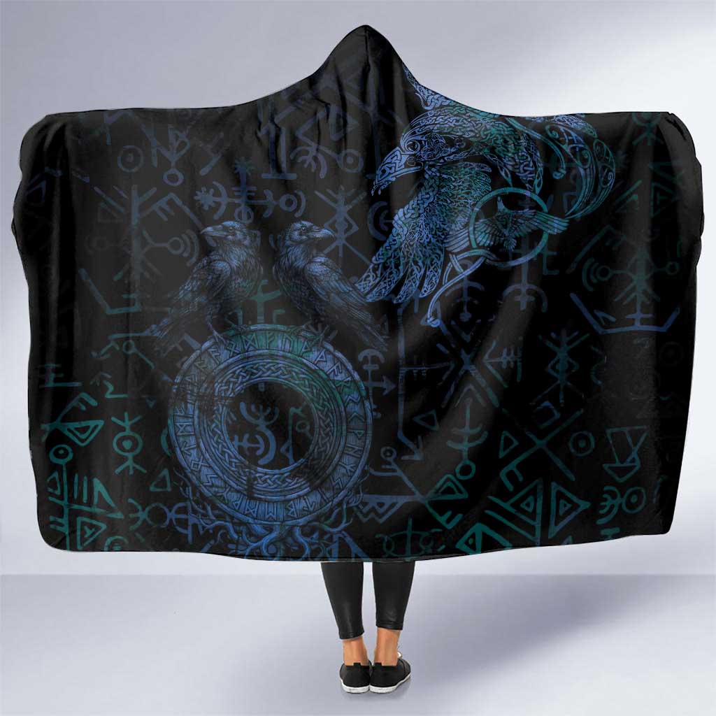 Odin Norse Mythology Hooded Blanket Viking Rune Art Style