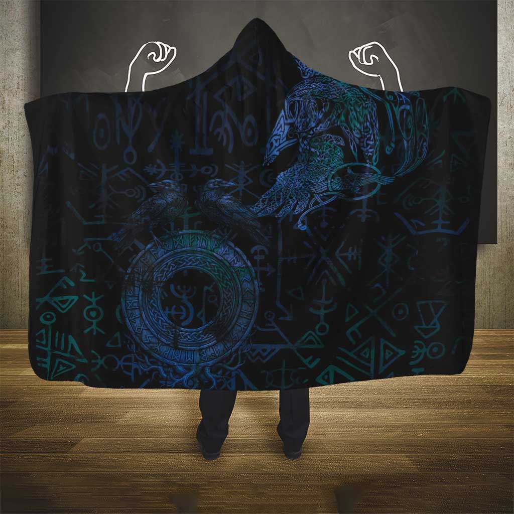 Odin Norse Mythology Hooded Blanket Viking Rune Art Style