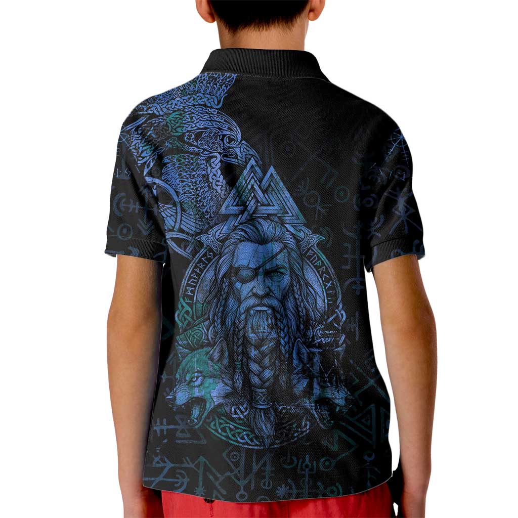 Odin Norse Mythology Kid Polo Shirt Viking Rune Art Style
