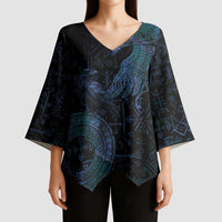 Odin Norse Mythology Kimono Sleeve Blouse Viking Rune Art Style