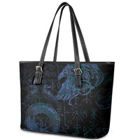 Odin Norse Mythology Leather Tote Bag Viking Rune Art Style