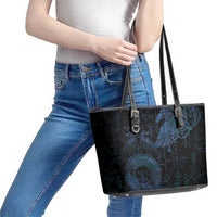 Odin Norse Mythology Leather Tote Bag Viking Rune Art Style