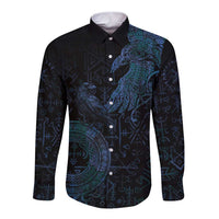 Odin Norse Mythology Long Sleeve Button Shirt Viking Rune Art Style