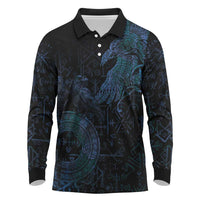 Odin Norse Mythology Long Sleeve Polo Shirt Viking Rune Art Style
