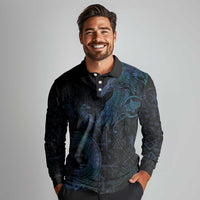 Odin Norse Mythology Long Sleeve Polo Shirt Viking Rune Art Style