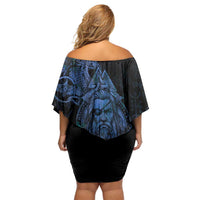 Odin Norse Mythology Off Shoulder Short Dress Viking Rune Art Style